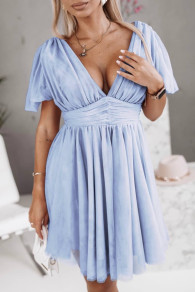 Γυναικείο φόρεμα με τούλι 23124 γαλάζιο