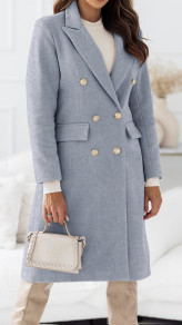 Γυνααικείο παλτό με διπλό κούμπωμα A1267 γκρι