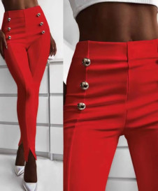 Γυναικείο παντελόνι με σκισίματα 5517 κόκκινο