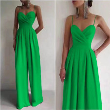 Γυναικεία ολόσωμη φόρμα με λεπτές τιράντες 6451 πράσινο