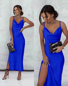 Γυναικείο σατεν φόρεμα 6407 μπλε