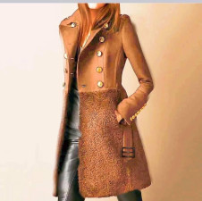 Γυναικείο εντυπωσιακό παλτό με ζώνη 5416 καμηλό