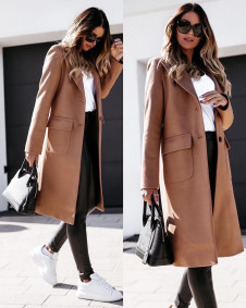 Γυναικείο μοντέρνο παλτό με τσέπες 5361 καμηλό