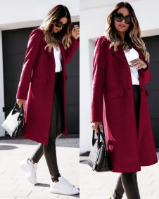 Γυναικείο μοντέρνο παλτό με τσέπες 5361 μπορντο