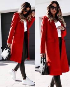 Γυναικείο μοντέρνο παλτό με τσέπες 5361 κόκκινο