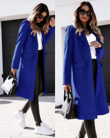 Γυναικείο μοντέρνο παλτό με τσέπες 5361 μπλε