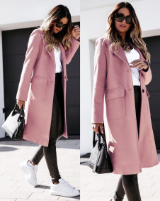 Γυναικείο μοντέρνο παλτό με τσέπες 5361 ροζ