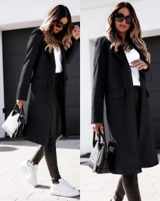 Γυναικείο μοντέρνο παλτό με τσέπες 5361 μαύρο