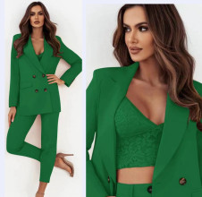 Γυναικείο σετ τριών τεμαχίων -μπουστάκι,σακάκι και παντελόνι A0823 πράσινο
