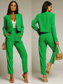 Γυναικείο σετ σακάκι και παντελόνι  9053 ανοιχτό πράσινο