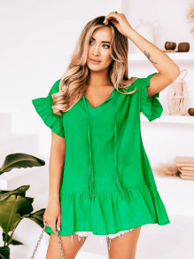 Γυναικείο ριχτό μπλουζοφόρεμα A7385  ανοίχτό πράσινο