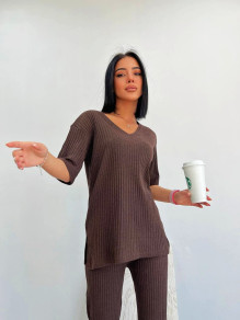 Γυναικείο σετ μπλούζα και παντελόνι  YY5959 καπουτσιίνο
