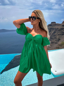 Γυναικείο ριχτό κοντό φόρεμα A1074 πράσινο