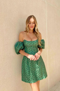 Γυναικείο κοντό πουά φόρεμα LP4904 πράσινο