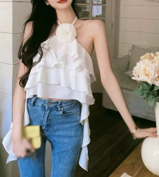 Γυναικείο ελκυστικό αμάανικο μπλούζακι K9240 λευκό