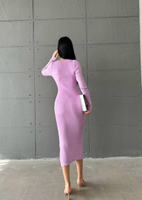 Γυναικείο φόρεμα με εντυπωσιακή λαιμόκοψη PR5904 μωβ