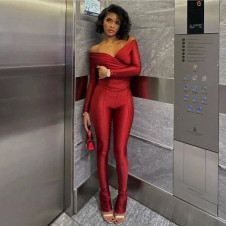 Γυναικεία εντυπωσιακή ολόσωμη  φόρμα H4154 κόκκινο