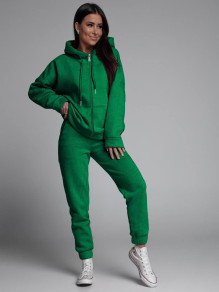 Γυναικείο αθλητικό σετ με κουκούλα K2271 πράσινο