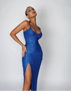 Γυναικείο φόρεμα με παγιέτες NI2346 μπλε