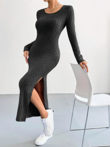 Гυναικείο casual φόρεμα με σκίσιμο AR3062 γραφίτη