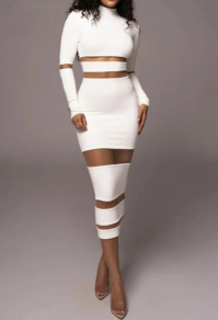 Γυναικείο κομψό εφαρμοστό φόρεμα H4273 άσπρο
