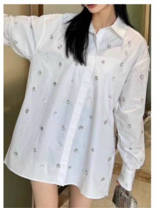 Γυναικείο πουκάμισο με πέτρες TR2890 άσπρο