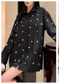 Γυναικείο πουκάμισο με πέτρες TR2890 μαύρο