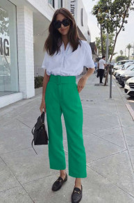 Γυναικείο παντελόνι με ζώνη K6602 πράσινο
