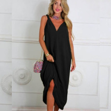 Γυναικείο χαλαρό φόρεμα T7358 μαύρο